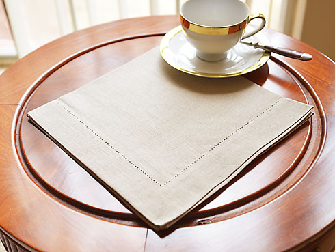 Flax Linen Hemstitch Dinner Napkin.Linen Flax color. 22"x22"